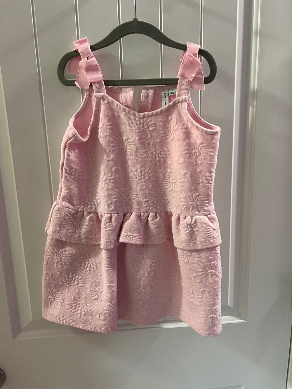Janie and Jack Light Pink Textured Peplum Dress
